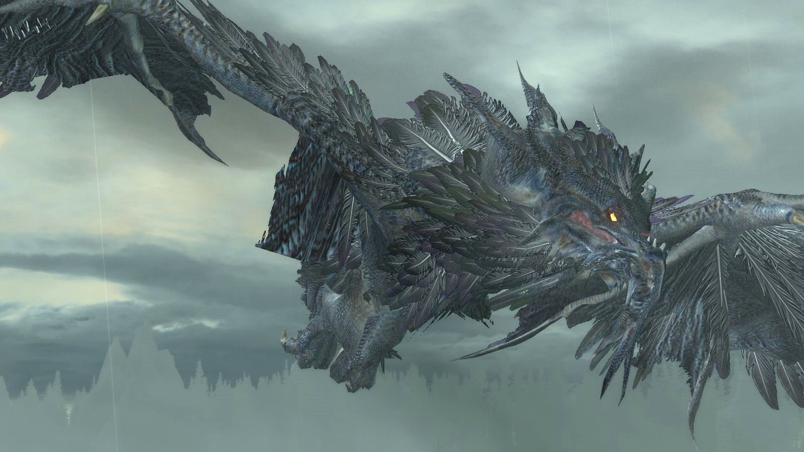 Пернатый дракон в небе над Skyrim