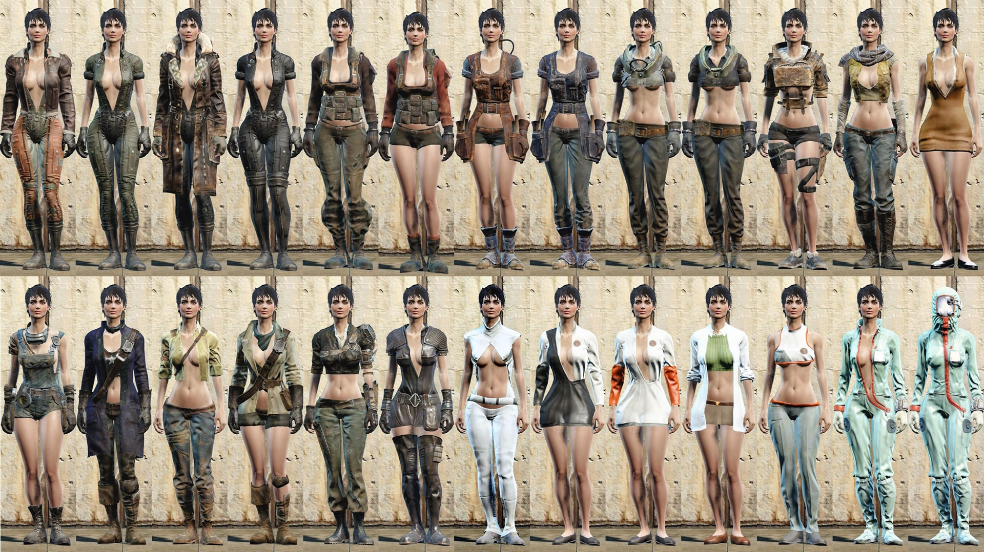 Fallout 4 сборка модов sexfall. Fallout 4 разные Размеры груди у NPC. CCO Foxy Factions outfit Replacer-35581-1-3-1582474580.