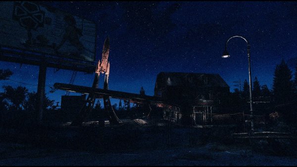 Стоянка грузовиков RedRocket - ночью. Fallout-4 (Сборка 8.5)