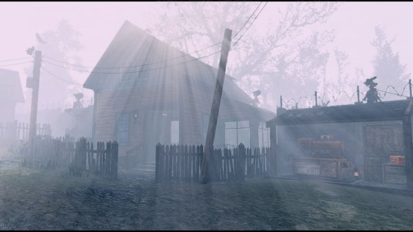 Густой туман в поселении.. Poselenia Windfire Fallout-4