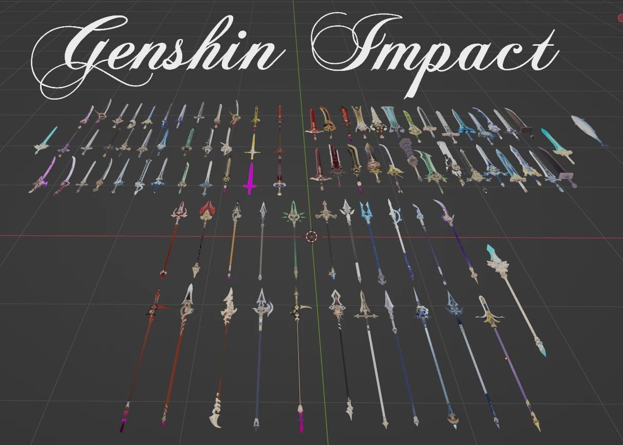 Genshin Impact Weapon Pack Complete Greatsword Twinblade Sword 264 in One Rus