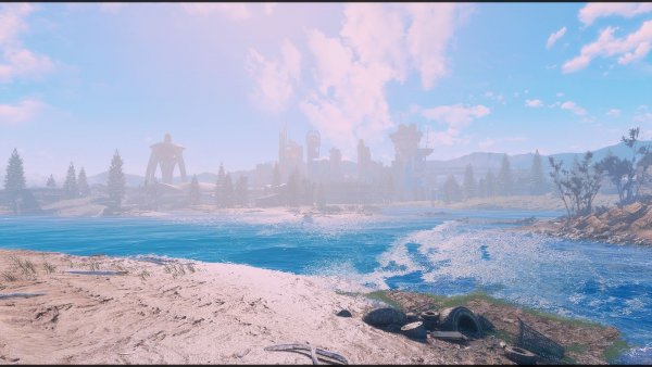 Вид на город с залива.. Fallout-4 (Сборка 9.0)
