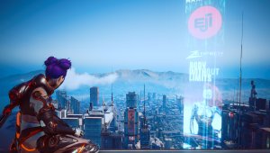 Cyberpunk 2077 Смотря на город