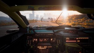 Вид на город из кабины.. Cyberpunk 2077 глазами Windfire